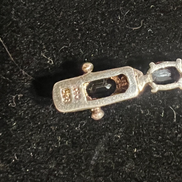 Sterling Silver Sapphire Tennis Bracelet with Flower Accents, Stamped 925 - Picture 6 of 7